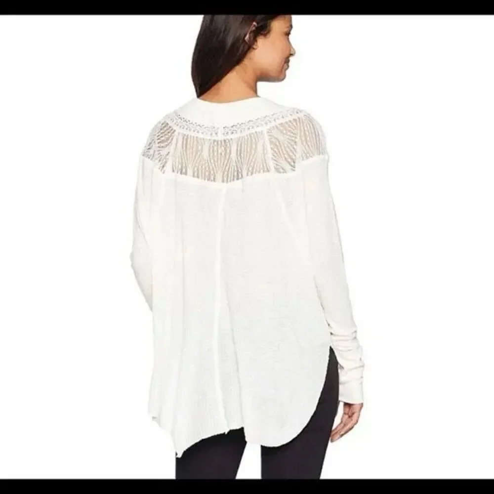 Free People Spring Valley white Thermal Top lace insert size XS